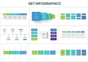 Set infographic with 4, 5, 6, 8 steps, options, parts or processes. Business data visualization. vector