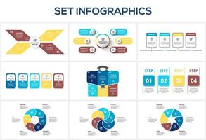 Set infographic with 4, 5, 6 steps, options, parts or processes. Business data visualization. vector