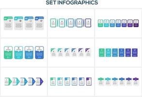 Set infographic with 4, 5, 6, 7 steps, options, parts or processes. Business data visualization. vector