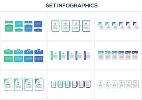 Set infographic with 4, 6 steps, options, parts or processes. Business data visualization. vector