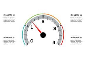 Speedometer infographic with 6 elements template for web, business, presentations, illustration. Business data visualization. vector