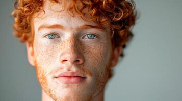 Handsome smiling redhead man isolated on white background. Studio portrait shoot. photo