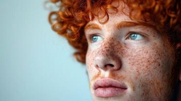 Handsome smiling redhead man isolated on white background. Studio portrait shoot. photo