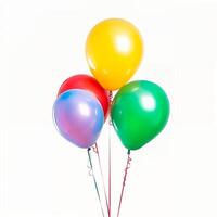 Bright and colorful balloons isolated on white background. photo