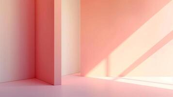 Pink room with moody shadows and empty space for text or product presentation. photo
