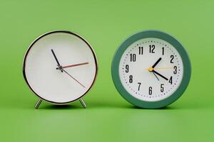 Photo alarm clock in studio Time and working with time are limited by time and lifestyle.