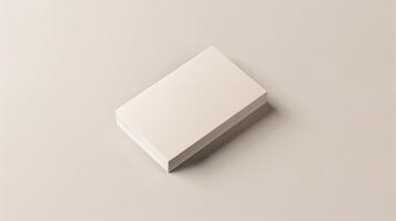 Stack of blank cards mockup neatly arranged on smooth light beige surface. Clean and modern look. Businesscard template advertising image. Stationery mock up product photorealistic photo