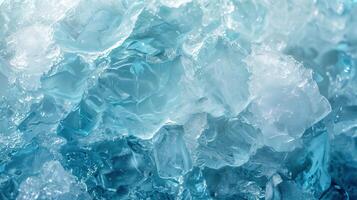 Translucent ice chunks in shades of blue texture background image. Cool crystalline visual. Icy frozen blue surface photo backdrop wallpaper realistic. Wintery concept photorealistic