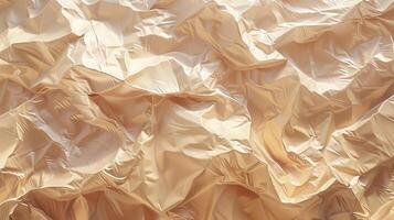Closeup paper texture in warm beige tones background image. Wrinkled material photo backdrop wallpaper realistic. Elegant and sophisticated abstract concept photorealistic