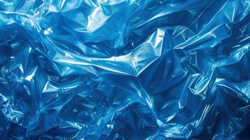 Crinkled blue surface with metallic reflections texture background image. Iridescence photo backdrop wallpaper realistic. High-tech, futuristic aesthetic. Abstract concept photorealistic