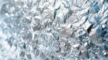 Closeup of intricately formed ice crystals texture background image. Sharp angular pattern. Frosty structures photo backdrop wallpaper realistic. Magical wintery concept photorealistic