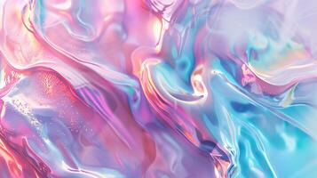 Luminous pastel fluid swirls abstract texture background image. Soft and calming pink blue waves. Iridescence photo backdrop wallpaper realistic. Holographic concept photorealistic