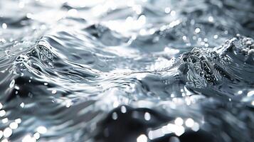Shimmering water surface with soft focus texture background image. Mesmerizing abstract pattern of light fluid photo backdrop wallpaper realistic. Tranquil dynamic concept photorealistic