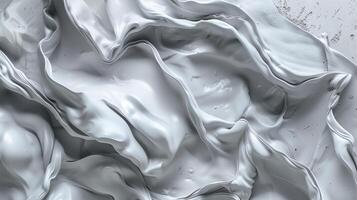 Flowing white forms with smooth undulating textures background image. Monochromatic paint splashes abstract photo backdrop wallpaper realistic. Serene minimalist concept photorealistic