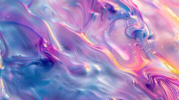 Iridescent fluid wavy abstract texture background image. Vibrant pink blue iridescence photo backdrop wallpaper realistic. Dynamic and captivating holographic concept photorealistic