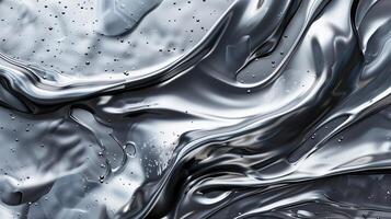 Swirling metallic silver pattern with reflective textures background image. Dynamic shiny surface abstract photo backdrop wallpaper realistic. Sleek futuristic concept photorealistic