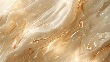 Fluid golden hues and sparkling particles texture background image. Magical and opulent visual. Iridescence photo backdrop wallpaper realistic. Abstract elegance concept photorealistic