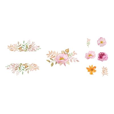 Watercolor autumn frames set with flowers, fall leaves