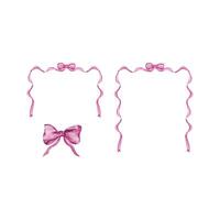 Pink frames set of watercolor ribbon and bow vector