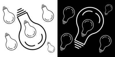 Light bulb outline icon illustration. illuminated lamp. vector
