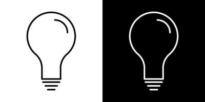 Light bulb outline icon illustration. illuminated lamp. vector