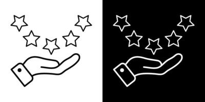Customer review rating with 5 stars and thumb up feedback. Five star rating badge, review rating icon. vector