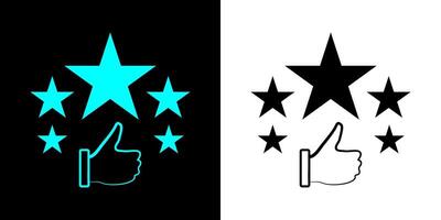 Customer review rating with 5 stars and thumb up feedback. Five star rating badge, review rating icon. vector