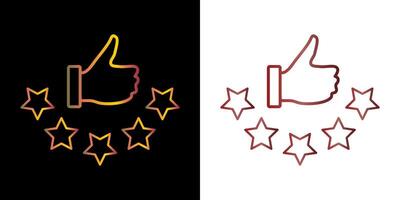 Customer review rating with 5 stars and thumb up feedback. Five star rating badge, review rating icon. vector