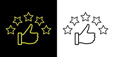 Customer review rating with 5 stars and thumb up feedback. Five star rating badge, review rating icon. vector