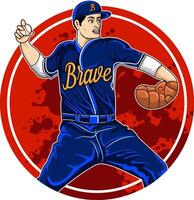 Man Pitcher Baseball vector