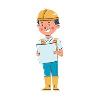 Illustration of an architect holding a blueprint, emphasizing the importance of safety and professionalism in the construction industry vector