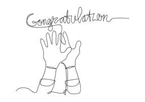 Hand drawn continuous one line of hands applause. poster art print vector