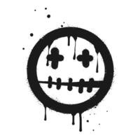 Spray painted graffiti scary smile emoticon in black over white. Skull head symbol. isolated on white background vector