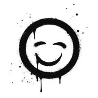 smiling face emoji character. Spray painted graffiti smile face in black over white. isolated on white background vector