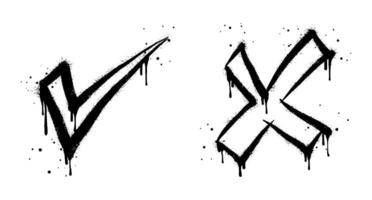Check sign. Spray painted graffiti check mark in black over white. isolated on white background vector