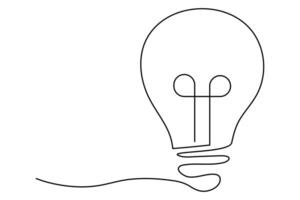 Light bulb isolated on white light bulb one line outline art illustration vector