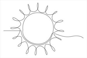 Continuous one line drawing sun art Summer sun contour line sign line art illustration vector