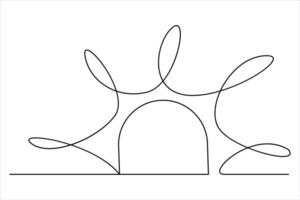 Continuous one line drawing sun art Summer sun contour line sign line art illustration vector
