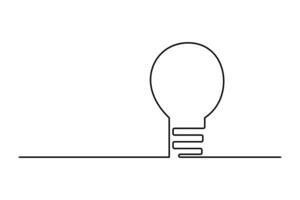 Light bulb isolated on white light bulb one line outline art illustration vector