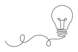 Light bulb isolated on white light bulb one line outline art illustration vector
