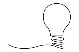 Light bulb isolated on white light bulb one line outline art illustration vector