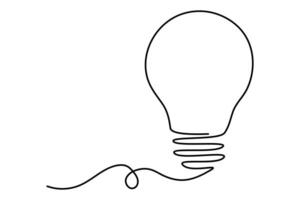 Light bulb isolated on white light bulb one line outline art illustration vector