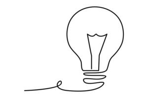 Light bulb isolated on white light bulb one line outline art illustration vector
