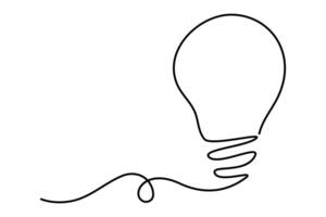 Light bulb isolated on white light bulb one line outline art illustration vector