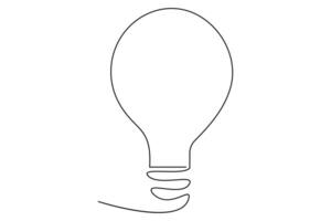 Light bulb isolated on white light bulb one line outline art illustration vector
