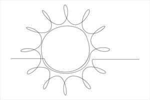 Continuous one line drawing sun art Summer sun contour line sign line art illustration vector