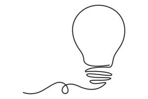 Light bulb isolated on white light bulb one line outline art illustration vector