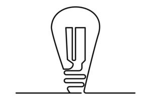 Light bulb isolated on white light bulb one line outline art illustration vector