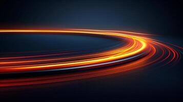 Abstract image of light trails in motion creating a dynamic and colorful pattern against a dark background representing energy and movement photo