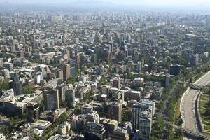Santiago, Chile, October 22, 2023, city view showing the architecture of the buildings and houses photo